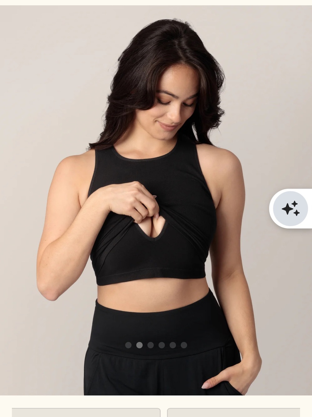 Black Nursing & Active Crop Tank Top - Comfortable Maternity Support